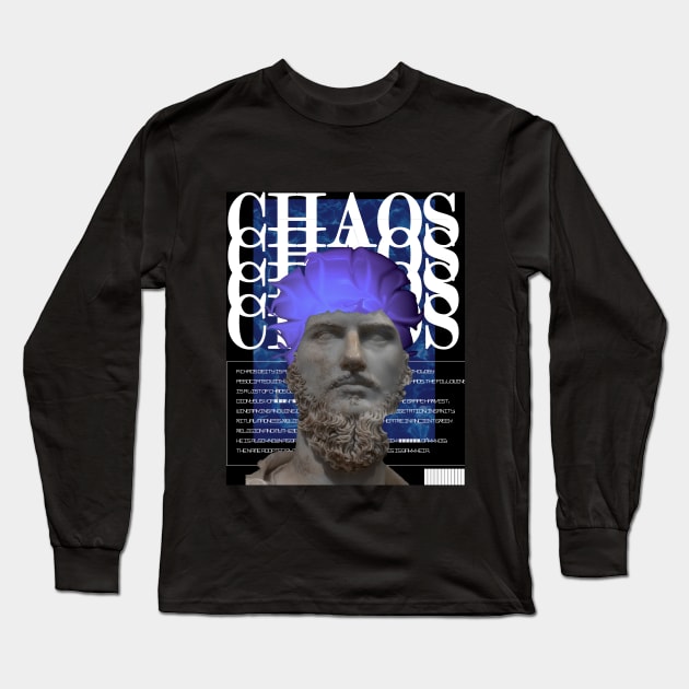 chaos statue blue text Long Sleeve T-Shirt by grafitytees